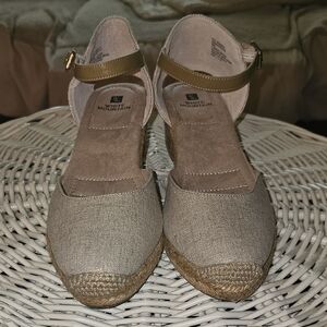 Beige Espadrille Wedge Sandals